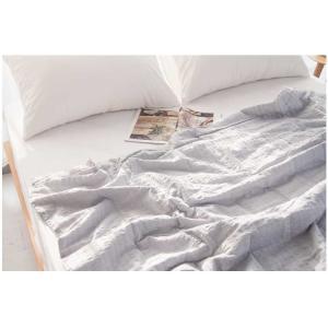 Seersucker Decorative Throw Blankets , Solid Blue / Light Pink Throw Blanket