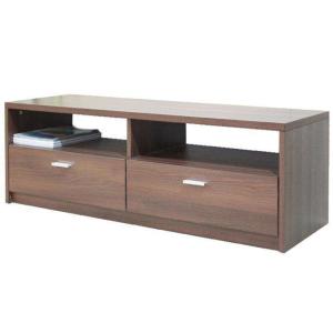 Moisture Resistant Dark Wood TV Stands For Flat Screens Melamine Paper Faced