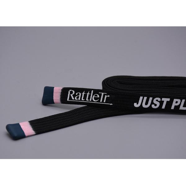 Customized 12mm Elastic Drawstring Cord Renewable Black Hollow With Silk Screen