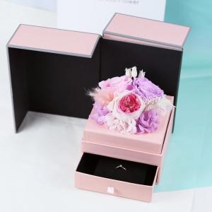 Cheap Eternal flower jewelry box for teachers' day gifts real preserved flower box drawer boxes for sale