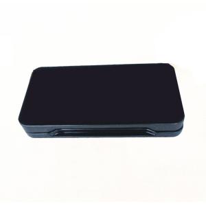 Black elegant matel tin can / tin box container with hinged lid and plastic