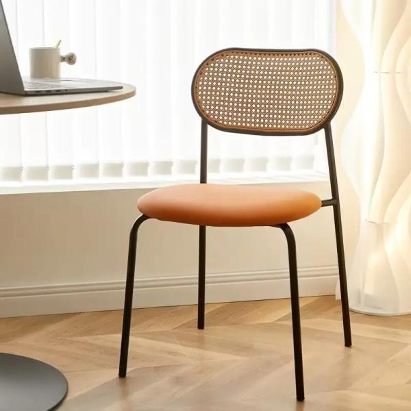 Quality Modern Stackable Rattan Dining Chair with Metal Frame wholesale
