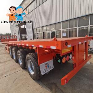Cheap Mechanical Suspension 4 Axles Container Flat Bed Semi Car Truck Utility Trailer With Twist Lock for sale
