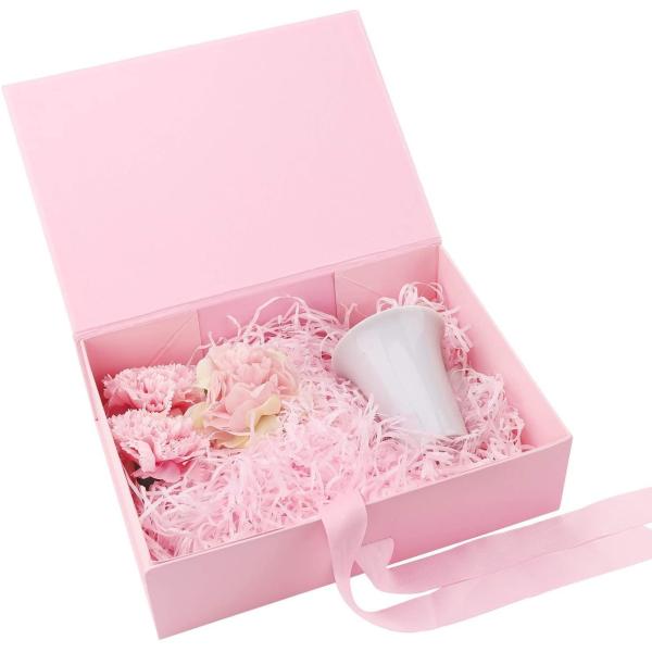 Foldable Magnetic Gift Box With Ribbon Rigid Cardboard Packaging Box For Perfume