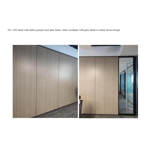 Acoustic Office Glass Partition Wall with Wooden Finish and Stainless Steel 304# Accessories for Sound Insulation and Fire-Rated Safety