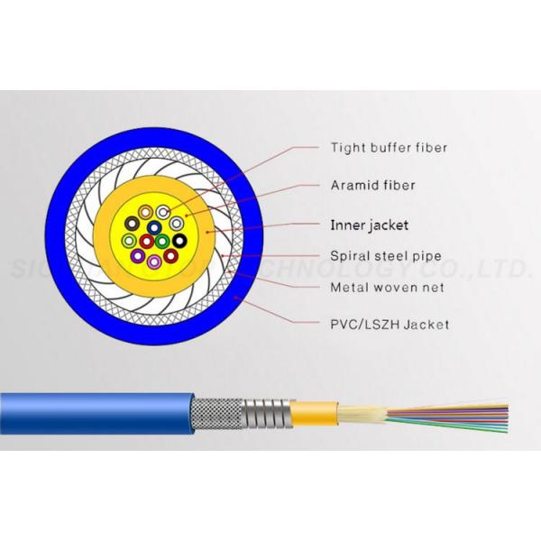 Quality Armored Fiber Optic Cable Multi Cores Yellow Color 100% Core Filling wholesale