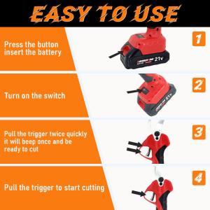 21V Electric Pruning Shears Extension Pole 6Ah Lithium Battery 25mm Cutting