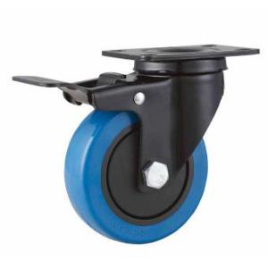 medium duty 5" threaded stem blue elastic rubber caster, 5" screw high elastic