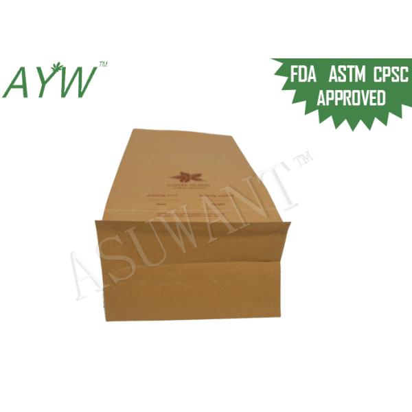 Eight Side Sealed Coffee Tea Bags Flat Bottom Kraft Paper With Top Load