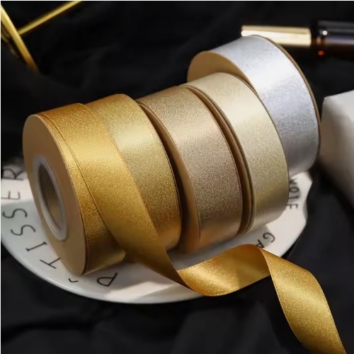 Quality High Tenacity Polyester Satin Ribbon Gift Box Packing Custom Printed Logo Glitter wholesale