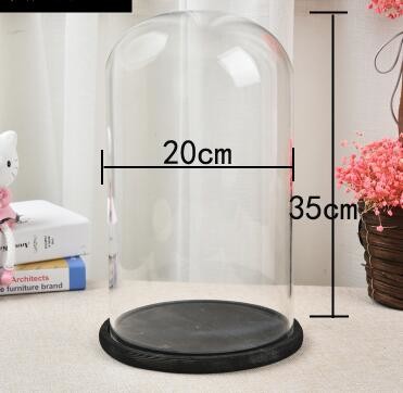 Quality dust proof glass doll dome with base height 35cm  diameter 20cm best for decoration for party wholesale