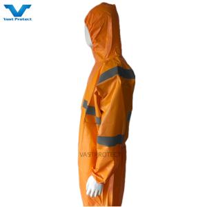 EN1149 Coverall 56GSM Microporous USA PPE Disposable With Orange Reflective Tape