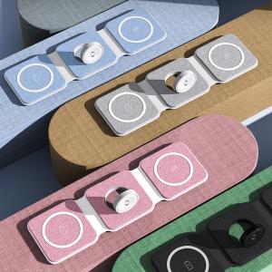 Direct Fabric Magnetic 3 In 1 Wireless Charging Station 15W With Customized Logo