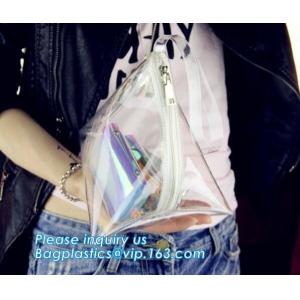 PVC women hologram bag hand clutches see through clear small chain ladies