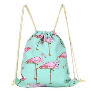 Canvas Flamingo Woven String Bag Non Toxic Solid Color Image Carrier Ecological