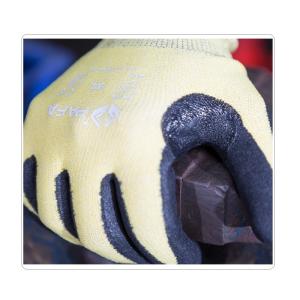 Yellow HPPE Liner Nitrile Palm Coating Cut Resistant Gloves For Sharp Small