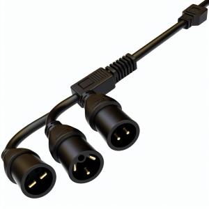 C20 to Dual C13 Power Splitter Cable 6ft 250V Black PVC