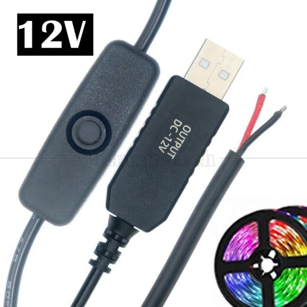 12V Led Strip Light Power on off Switch USB Connector to Open Wire Converter