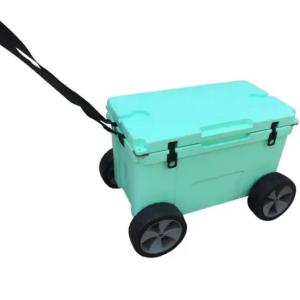 Heavy duty 78l Plastic trolley ice storage box Customized Rotomolded Trolley