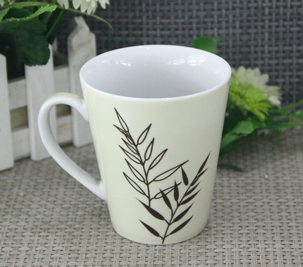 Quality Food Safety 300ml White Porcelain Mugs With Round / Organic Shape wholesale