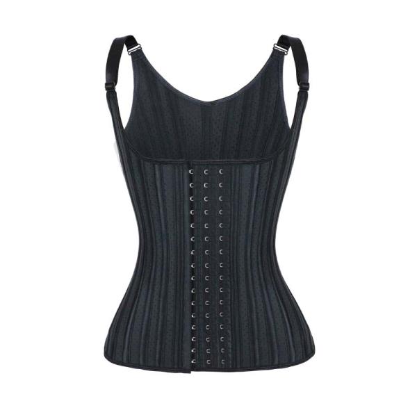 Breathable Hollow Waist Trainer Vest Black With Adjustable Strap 25 Steel Bones MH1879