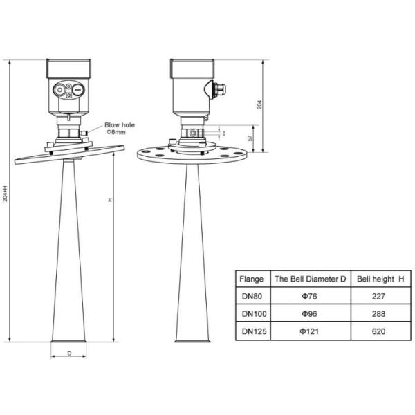 26GHz 4-20mA HART Radar Liquid Level Senor KLD Series For River Lake