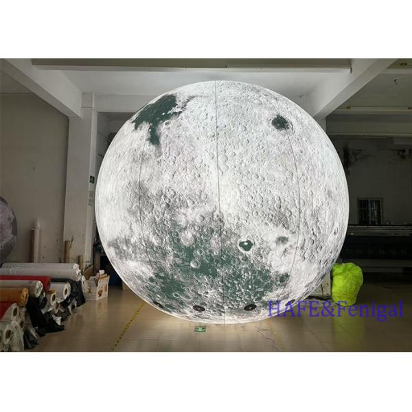 Inflatable Gray Moon Planet With LED Lights Hung For Event Festival Atmosphere