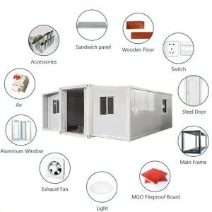 20ft Modern Container House with EPS Sandwich Panels Roof and Double-Wing