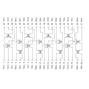 H1036LNL , H1036LNLT XFRMR MODULE 4PORT 1:1 10/100Base Isolation Transformer