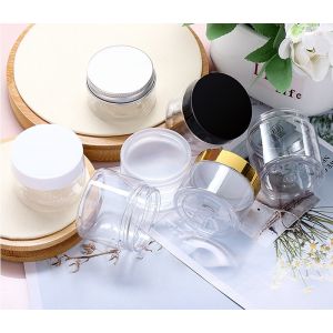 Plastic Jars Round Clear Cosmetic Container with Black Lids, Bagease Slime Jars