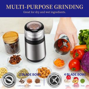 SS304 Spice Grinder Machine Automatic Coffee Grinder And Maker With 2 Removable