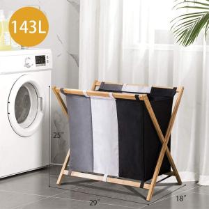 Eco Friendly Bathroom Storage Basket Bamboo Laundry Hamper With Lid