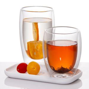 China Empty Cappuccino Glasses Double Walled Insulated Glass Tumblers 350ml 650ml on sale