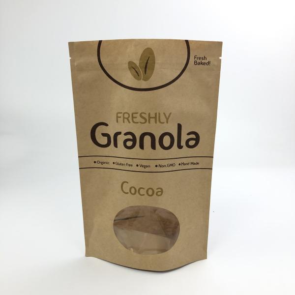 Quality 200g 300g 180mic Kraft Paper Coffee Bag With Clear Window wholesale