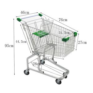 Convenient Customized Logos Metal Shopping Carts Trolley For Supermarket 60L