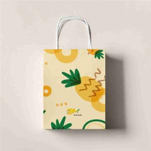 Pineapple Printing Paper Craft Kraft Bags Bulk Tote