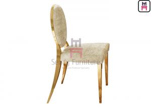 Cheap Gold / Silver / Chrome Stainless Steel Restaurant Chairs Leather / Velvet Round Back for sale