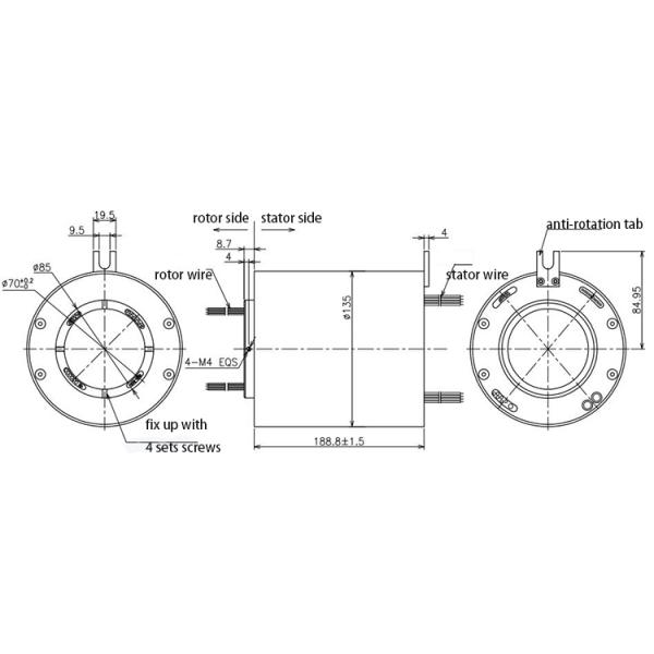 Gigabit Ethernet 300rpm 70mm Hollow Shaft Rotary Joint