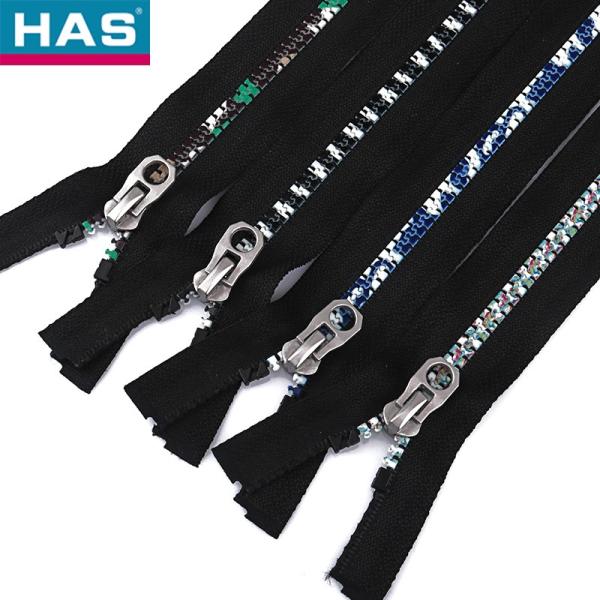 Eco-friendly Color Thermal Transfer Resin Zipper With Openable Tail For Clothing