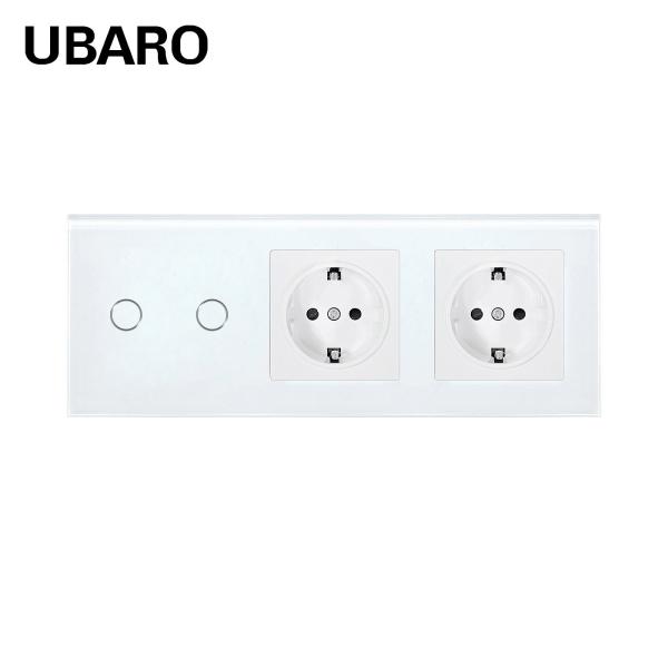 Quality Euro Standard 2 Gang 2 Socket Type 228 Touch Switch Socket Combination For Circular Mounting Box wholesale