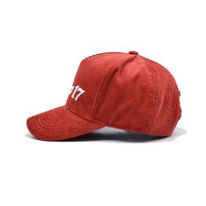 Corduroy Fabric 5 Panel Structured Sports Baseball Cap Snap Back Hats With 3D