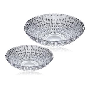 Classic Design Fruit Bowl Salad Bowl Woven Collection Clear Weave Glass Bowl with L/S Sizes