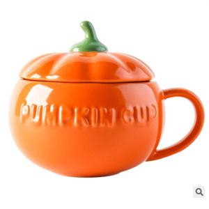 China Halloween Christmas Ceramic Pumpkin Soup Bowls Polished With Lid And Spoon on sale