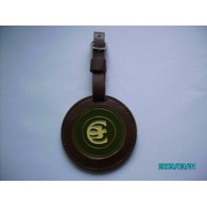 PVC leather round Personalised Bag Tags in polybag