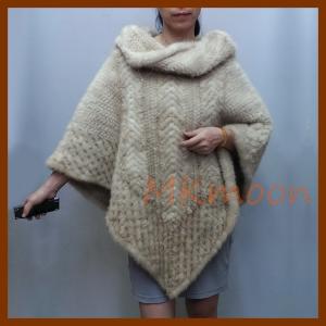 Cheap knitted Mink fur ponch, mink fur cape -MKM105# for sale