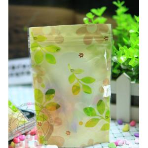 Recycled 80 Micron Leaf Plastic Zipper Bags Resealable ISO27000 For Promotional