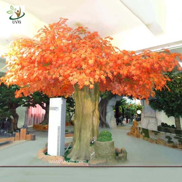Quality UVG 10ft orange large indoor artificial maple tree with hollow trunk for home decoration wholesale