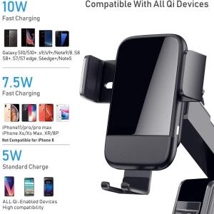 Wireless Car Charger Mount, 10W/7.5W Fast Charging, Adjustable Gravity Air Vent