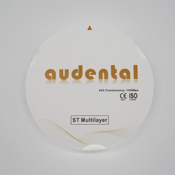 1100Mpa 43% Translucent ST/DST Mutilayer Zirconia Blocks for Smooth Veneers Vita