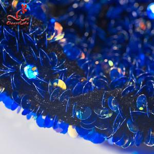 SGS Laser Sequins Shinny Embroidered Lace Fabric With Elastic Mesh